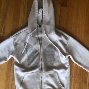 Butterfly Rhinestone Zip Up